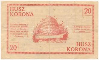 Sárospatak 1919. 20K szárazpecséttel, "02032" sorszámmal, aláírásokkal T:F / Hungary / Sár...