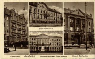 Szombathely, Kovács szálló, Városháza, Jegyzók internátusa, Nemzeti bank palota, Berzsenyi Dániel szobra, automobile