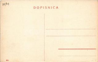 Eszék, Essegg, Osijek; Téli kikötő MKÁ Dráva kotró uszály, halászhajók / Zimska Luka / Winterhafen /...