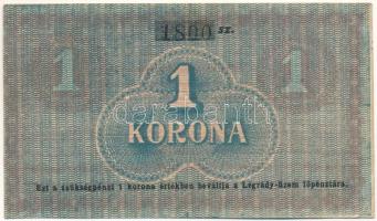 1920 k. Budapest 1K "Légrády-üzem", "1800" sorszámmal T:F szép papír / Hungary / Budapest ~1920. 1 Korona "Légrády Factory" with "1800" serial number C:F fine paper Adamo BUC151.1