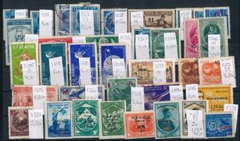 Románia 1930-1974 36 klf felülnyomott bélyeg: sorok, darabok stecklapon (Mi EUR 158.-)