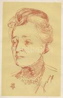 Makoldy Sándor (1890-1957): Jászai Mari portréja, 1924-1926. Litográfia, papír, jelzett a metszeten. 19x12 cm