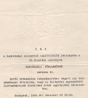 1943 Csatay Lajos vezérezredes, honvédelmi miniszter által aláírt főellenőri kinevezési okirat