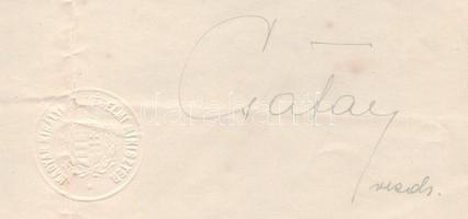 1943 Csatay Lajos vezérezredes, honvédelmi miniszter által aláírt főellenőri kinevezési okirat