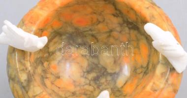 Galambitató, faragott műkő és alabástrom. d: 9 cm, m: 8 cm