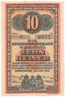 Sopronnyék / hadifogolytábor 1916. június 16. 10f arab sorozat- és sorszámmal "6 0355" T:X...