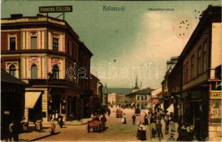 Kolozsvár, Cluj; Wesselényi utca, Pannonia szálloda, üzletek / street, hotel, shops (fl)