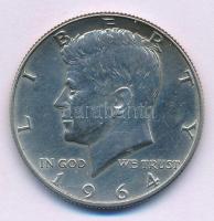 Amerikai Egyesült Államok 1964. 1/2$ Ag "Kennedy" T:AU halvány patina USA 1964. 1/2 Dollar Ag "Kennedy" C:AU faint patina Krause KM#202