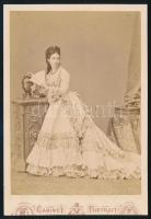 cca 1871 Gróf Wenckheim Krisztina (1849-1924), keményhátú fotó Borsos József pesti műterméből, vágott karton, 16×10,5 cm