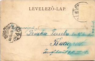 1905 Brassó, Kronstadt, Brasov; Rezső tér, szökőkút, montázs gyerekekkel / park, fountain, montage w...