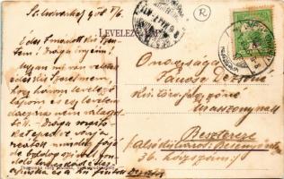 1908 Székelyudvarhely, Odorheiu Secuiesc; kápolna, vashíd a Nagy-Küküllővel, mosás a folyóban. Drago...