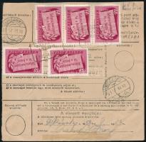 1950 Csomagszállító 10 x 60f Centenárium bélyegekkel / Parcel card "MONORI TANYÁK BÉKÉS VM. POS...