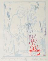 Bukta Imre (1952-): Famosó, 1982. Szitanyomat, papír, jelzett, számozott: XV/I. Próbanyomat. 37×27 cm. Rika korai mű, egyedi próbanyomat! Lap szélén apró foltokkal. Üvegezett fakeretben. / screenprint on paper, signed, proof print, numbered: XV/I.