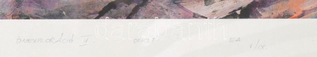 Halbauer Ede (1934-): Önexploráció IV. Ofszet, papír, jelzett, művészpéldány EA V/IX számozással. 33...