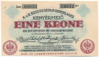 Kenyérmező / Hadifogolytábor 1916. január 15. 1K arab sorozat- és sorszámmal "00033 13032"...