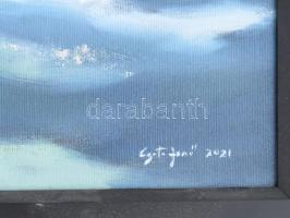 Csata Jenő (1963- ), erdélyi magyar festő: Az SMS Szent István csatahajó. Olaj, vászon, jelzett, ker...