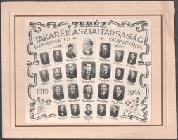 1944 A Teréz takarék asztaltársaság elnöksége és választmánya. Tabló fotó kartonon 28x23 cm
