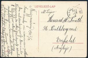 1913 TCV képeslap 10f bérmentesítéssel és "ARANYOSMARÓT - ÉRSEKÚJVÁR" vasúti bélyegzéssel ...