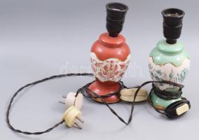 2 darab Kerámia Iparművész asztali lámpa, kis mázhibával, m: 21 cm