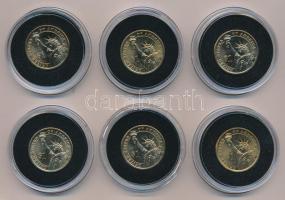 Amerikai Egyesült Államok ~2015-2020. 1$ Cu-Ni-Zn (6xklf), mindegyik elnököket ábrázoló multicolor rátéttel T:AU USA 2020D-2024D 1 Dollar Cu-Ni-Zn (6xdiff), all with multicolour pictures of presidents C:AU