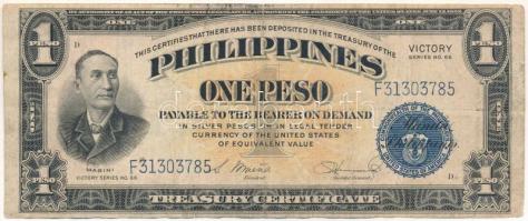 Fülöp-szigetek DN (1944) 1P, "Victory" kék pecséttel T:F Philippines ND (1944) 1 Peso, "Victory" with blue seal C:F Krause P#94