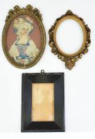 3 darab régi képkeret, sérüléssel, h: 22 cm alatt
