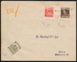 Baranya 1919 Pécs helyi levél 2 db Baranya és 1 db magánkiadású bélyeggel / Local cover Signed: Bodor
