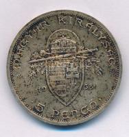 1938. 5P Ag "Szent István" T:AU,XF patina Adamo P8.1