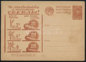 Soviet Union 1931 Unused propaganda PS-card, Szovjetunió; 1931 Propaganda díjjegyes levelezőlap, használatlan
