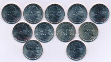 Amerikai Egyesült Államok 2022-2024. 1/4$ (25c) Cu-Ni (11xklf forgalmi emlékpénz) T:AU,XF USA 2022-2024. 1/4 Dollar (25 Cents) Cu-Ni (11xdiff circulating commemorative coins) C:AU,XF