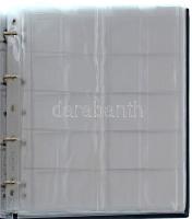 "NUMIS" zöld műbőr négygyűrűs érmeberakó album tokkal és 11db berakólappal klf méretű érmé...