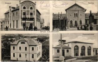 1915 Belcsény, Beocsin, Beocin; Consum Halle, Kantine, Kindergarten, Feuerwehrlokal / áruház, kantin, étterem, óvoda, tűzoltóság / shop, restaurant, canteen, nursery, kindergarten, fire brigade, firefighter department + "K.u.K. 3./7. Pionierkompagnie" "HADTÁP-POSTAHIVATAL 81" + "K.U.K. 3./7. PIONIERKOMPAGNIE" (EK)