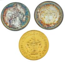 Lugossy László (1944-) DN "Veszprém a királynék városa / Sigillum Civitatis Vesprimensis" (2xklf: ezüstözött és aranyozott) fém emlékérem (42,5mm) + DN "Sigillum Civitatis Vesprimiensis / Pro Meritis Erga Bonum Publicum (A közjó szolgálatában)" ezüstözött fém emlékérem (42,5mm) T:AU (eredetileg PP)