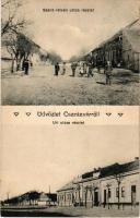 1917 Csantavér, Cantavir; Szent István utca, Úri utca részlet. A képeslap egyik címzettje Rigler József Ede papírgyáros, képeslapkiadó / street (fa)