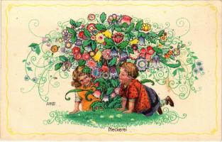 Neckerei / Children art postcard. B.K.W.I. 123-5. s: August Patek (fl)