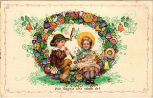 Alle Vöglein sind schon da! / Children art postcard. B.K.W.I. 123-1. s: August Patek (fl)