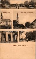 Ókér, Ó-Kér, Okeri, Altker, Zmajevo; Marktplatz, Serbische Kirche, Evang. Kirche mit Hauptstrasse, Bahnhof. J. Schuardt / piactér, szerb templom, evangélikus templom, Fő utca, vasútállomás / market, Serbian church, Lutheran church, main street (EB)