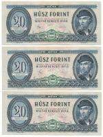 1980. 20Ft (3x) mind "C 191" sorozat, közeli sorszámokkal: "017588", "01759...