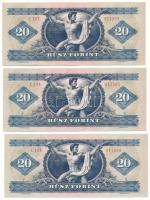 1980. 20Ft (3x) mind "C 191" sorozat, közeli sorszámokkal: "017588", "01759...