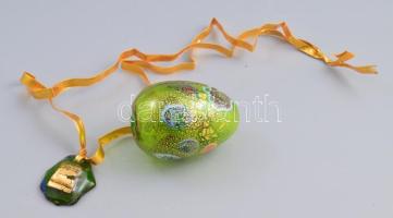Murano aranyporral díszített tojás és medál, a tojás jelzett, m: 8 cm