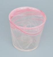 Krémes színezésű üvegkaspó, hibátlan, m: 10,5 cm