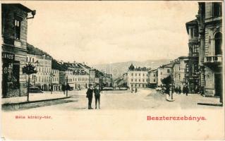 Besztercebánya, Banská Bystrica; IV. Béla király tér, Barth, Herritz János, Holbach üzlete / square, shops (fl)
