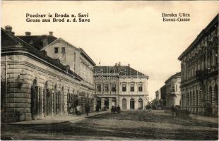 Bród, Nagyrév, Slavonski Brod, Brod na Savi; Banska Ulica / Banus Gasse. Verlag Wilhelm Schier / utca / street (vágott / cut)