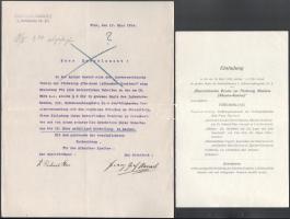 1914 Bécs, az "Österreichische Verein zur Förderung Albaniens (Albanien-Komittee)" meghívása Habsburg Károly részére, rajta az elnök aláírásával