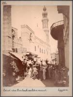 ca 1900 Félix Bonfils (1831-1885): Egyiptom Kairó utca Barbouk szultán mecset. Cholnoky Jenő földrajztudós és utazó által feliratozott fotó karton 38x30 cm  cca 1900 Félix Bonfils (1831-1885): Egypt, Cairo street. Barbouk sultan mosque, photo inscribed by Jenö Cholnoky Hungarian traveler cardboard 38x30 cm