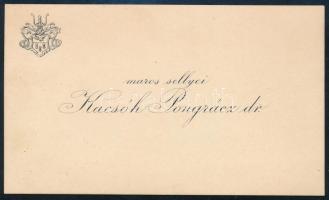 1908 Dr. marosséllyei Kacsóh Pongrác (1873-1923) zeneszerző autográf sorai és aláírása saját névjegy...