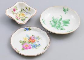 Herendi 3 darab tálka, jelzett, kis kopással, d: 8,5 cm alatt