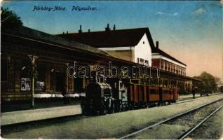 1918 Párkánynána, Párkány-Nána, Parkan-Nána, Parkan, Stúrovo; vasútállomás, pályaudvar, gőzmozdony, vonat / railway station, locomotive, train (EB)