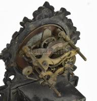 Asztali naptár mechanikus, órával. A naptár rész működik, az óra javításra szorul. fém 22 cm