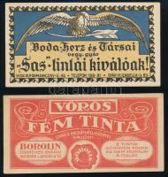 cca 1920 2 darab Sas tinta és Borolin tinta számolócédula